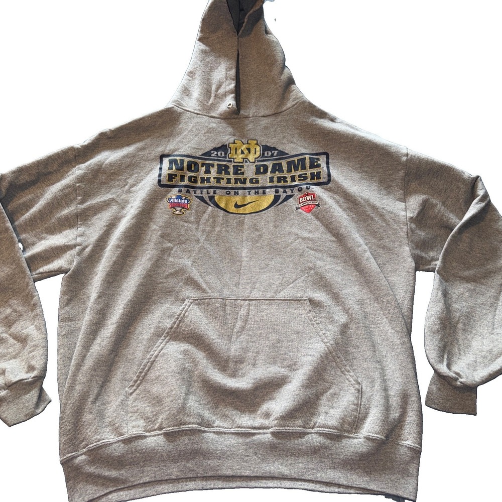 Notre Dame Fighting Irish 2007 Battle On The Bayou Nike Hoodie Sz XL